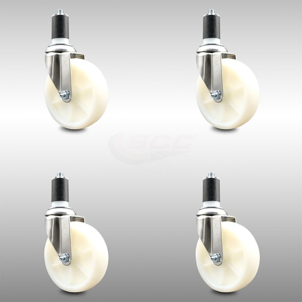Service Caster 5 Inch 316SS Nylon Wheel Swivel 1-1/2 Inch Expanding Stem Caster Set SCC SCC-SS316EX20S514-NYS-112-4 - main